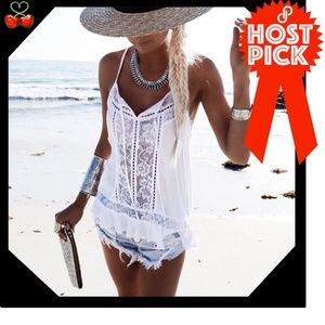 🍒 WHITE Lace Camisole Swim Cover